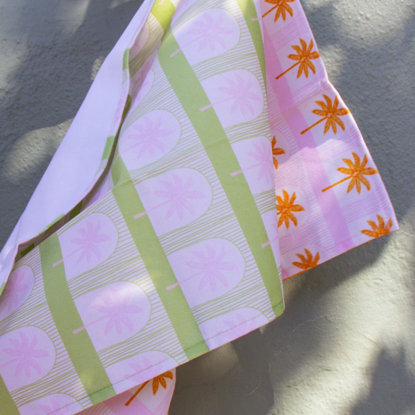 Palm Tile Pink Luxury Tea Towel