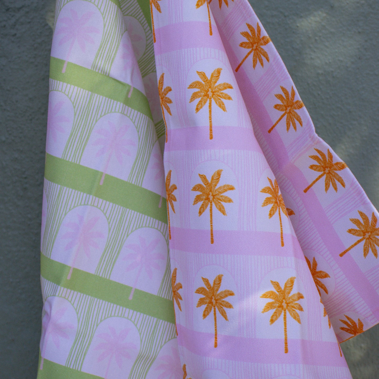 Palm Tile Pink Luxury Tea Towel