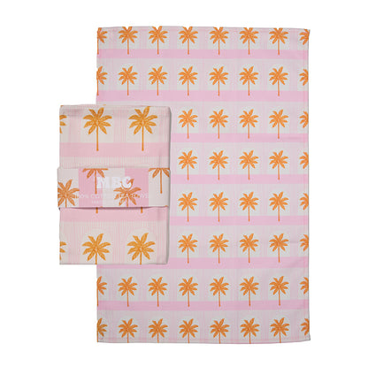 Palm Tile Pink Luxury Tea Towel